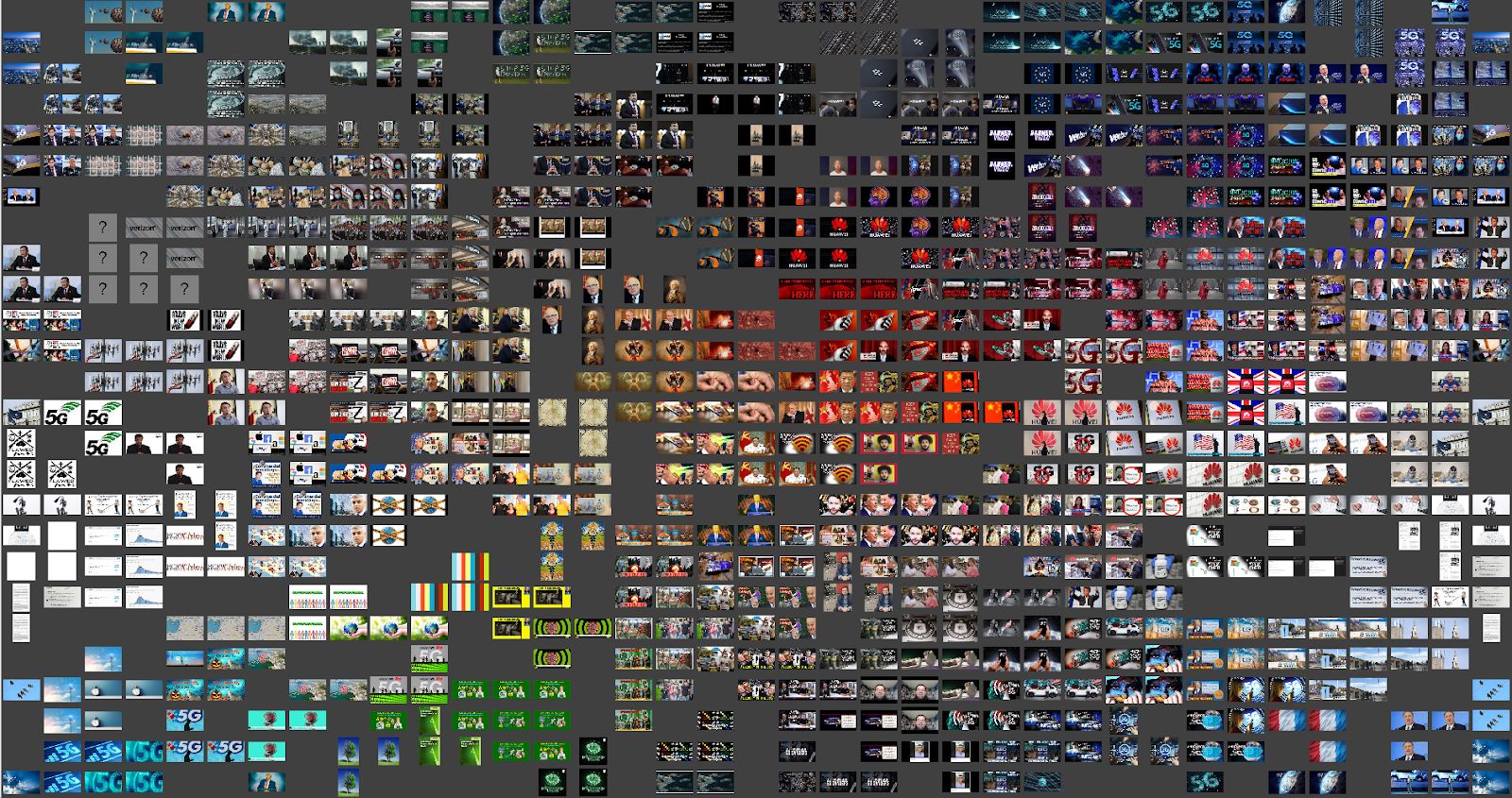 Figure 9: Image wall with the Parler image dataset sorted by color in ImageSorter